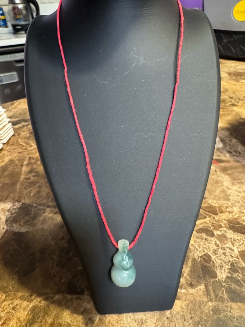 Red Cord Jade Pendant Necklace - Unbranded